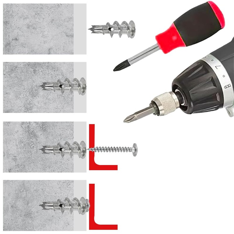80 Pcs Heavy Duty Plasterboard Fixings Kit, Drywall Anchors, Self