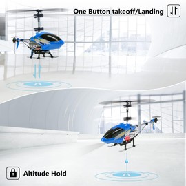 Ulifance U12 Helicopter Indoor RC Helicopter for Children Helicopter Remote Controlled with LED Light One Key Take/Off Altitude Hold RC Aeroplane Toy Gift for Boys and Girls Blue