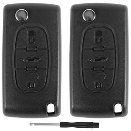 Binnan Car Key Casing, 3-Button Remote Control, Pack of 2 Key Cases, Remote Control Key Casing, Compatible with Citroen, Folding Remote Control, Car Key Case CE0523-VA2