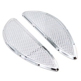 Americruise 1 Pair Harley Driver Floorboard Insert Front Floorboards for Touring Electra Glide Road King Road Glide Street Glide Tri Glide 1986-2023, FLD 2012-2016 (Chrome)