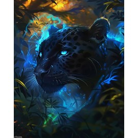 XTXGERL Panther Paint by Numbers Kit for Adults, Modern Aesthetic Paint by Number on Canvas, Abstract Art Digital Oil Painting Kits Suitable for Home Wall Decoration Gift 20"x16"