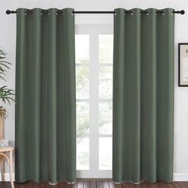 NICETOWN Blackout Curtain for Living Room 84 inch Long - Grommet Thermal Insulated Room Darkening Sound Proof Curtain for Bedroom/Kids Room, 1 Panel, Dark Mallard, W52 x L84