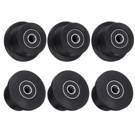 sourcing map 6 Pack Nylon Machined Wheels/Rollers Gym Replacement Wheels for Total Gym Accessories Part with Bearings Through Hole of 5/16" in Diameter, Black