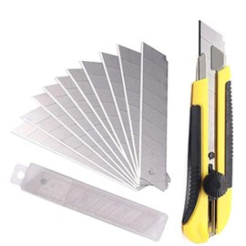 Scimaker 25MM Heavy Duty Utility Knife, Box Cutter with 10pcs SK-5 Retract Blades, Snap-Off Cutters with Rubber Grip for Cardboard, Boxes, DIY Crafts