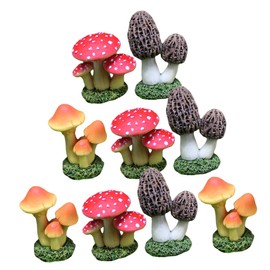 BESPORTBLE 9pcs Mini Mushroom Figurines Set Realistic Resin Mushroom Decorations for Landscape and Pots for Home Decor and Craft Projects