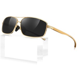 Polarized Sunglasses for Men, Ultra Lightweight Al-Mg Sunglasses with Spring Hinges, 100% UV400 Protection Mens Shades