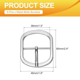 PATIKIL Single Prong Buckle, 6 Pcs 1.5 Inch Adjustable Metal Roller Buckle Oval Center Bar Buckle Belt Buckles for Bags DIY Crafts Purse Straps Shoe Belts Making Accessories, Silver Tone