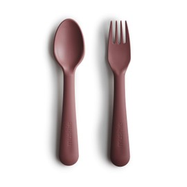 Mushie Cutlery Set with Fork and Spoon for Children, Reusable Cutlery Set, Made in Denmark, BPA-Free, Safe, High-Quality and Durable First Equipment (Woodchuck)