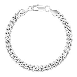 KRKC&CO Men’s Bracelets, Flat-Cut Cuban Link Bracelet Stainless Steel 7mm, Anti-Tarnish Nickel-Free, Silver Hand Chain Bracelet for Men(7mm-Stainless Steel, 7.5)