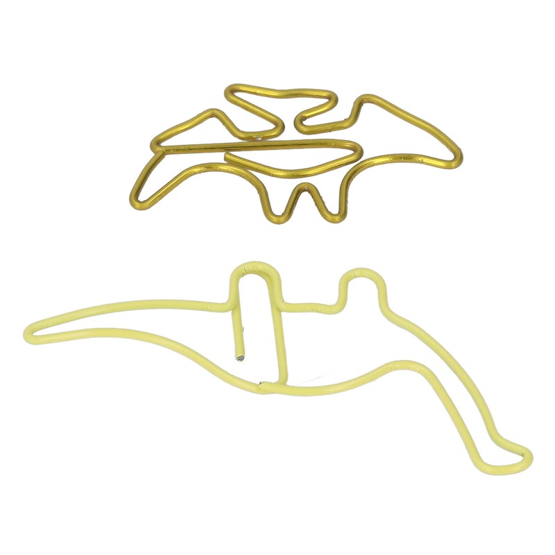 100pcs Shaped Paper Clips Pterosauria Yellow Dinosaur Shape Metal Portable