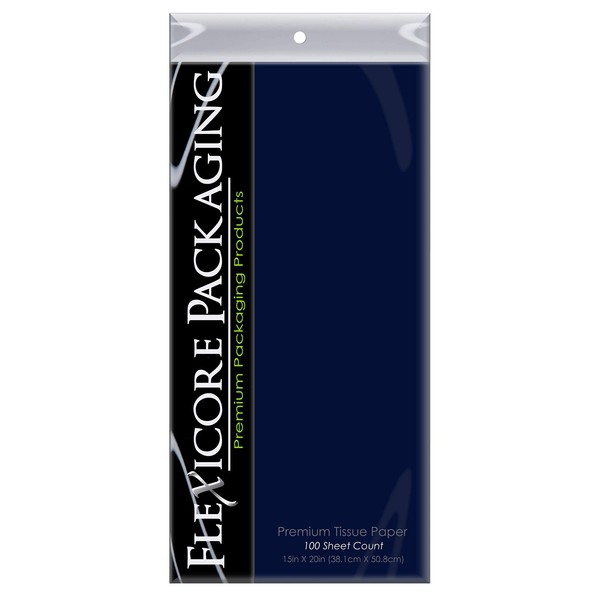 Flexicore Packaging Navy Blue Gift Wrap Tissue Paper Size: 15 Inch X 20 Inch | Count: 100 Sheets | Color: Navy Blue