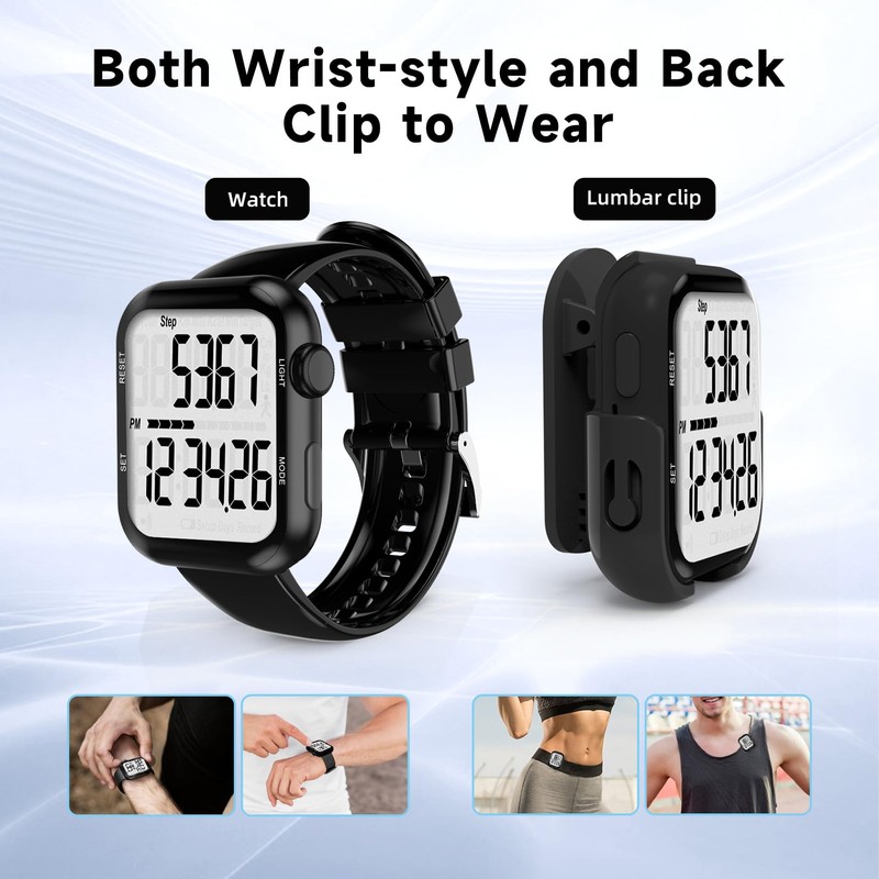 Pedometer Watch, Multi-Function Pedometer for Walking Steps and Miles, 3D