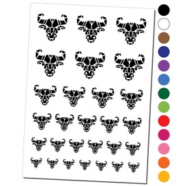 Stylized Tribal Bull Head with Nose Ring Temporary Tattoo Water Resistant Fake Body Art Set Collection - Purple (One Sheet)