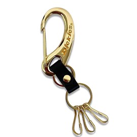 Dickies Carabiner Key Chain (Brand Logo/Simple), Brand Key Holder (Easy to Remove / Total Length 5.5 inches (140 mm), Carabiner, Stylish (Gold x Yellow Logo), Gold x Yellow Logo