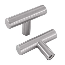 LONTAN 10 Pack Brushed Nickel Door Knobs Silver Cupboard Knobs T Bar Door Knobs Kitchen Door Handles Stainless Steel Cabinet Knobs Singel Hole Cupboard Door Knobs for Chest of Drawers