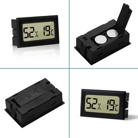 4-Pack Mini Hygrometer Thermometer Digital Humidity Temperature Gauge Meters Indoor Large Number Display Temperature Celsius (℃) for Home Office Humidors Jars Incubators Guitar Case