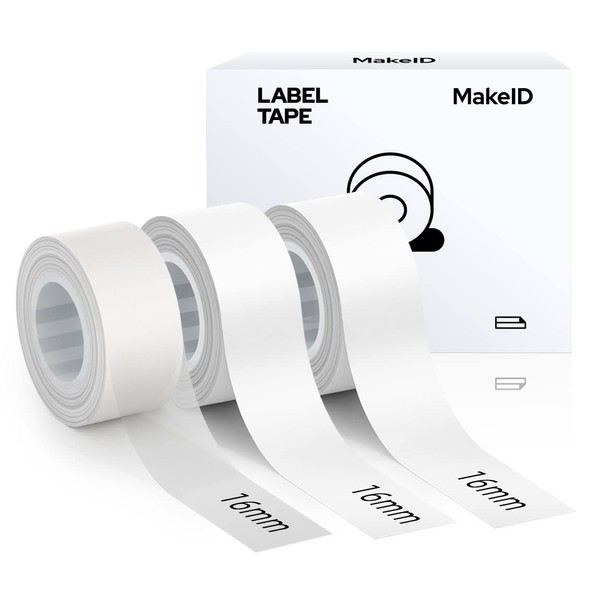 MakeID L1 Label Maker Tape Adapted Label Print Paper Refills Standard Laminated Office Labeling Tape Replacement 0.63 inch x 13' (16mm x 4m) Work with Model E1 L1 Q1