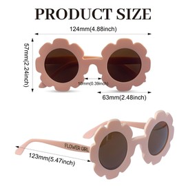 LADY&HOME 2 Pcs Round Flower Sunglasses for Girls Flower Girl Proposal Gift Cute Kids Eyewear for Outdoor Beach Party (Pink)