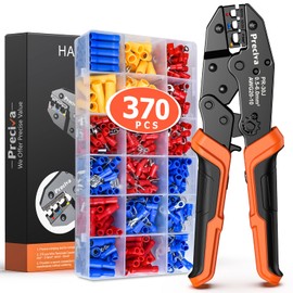 Preciva Wire Terminals Crimping Tool Kit with New Handle Design, AWG20-10 Insulated Ratcheting Crimper Tool with 370 PCS Insulated Wire Connectors