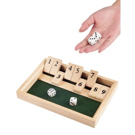 NETONDA Shut The Box Game 2 Player Dice Game Family Wooden Games Folding Board Game Mathematics Learning Toy Children from 3 4 5 6 7 Years Travel Games Adults Table Game