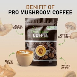 Pro Mushroom Coffee Mushroom Coffee Organic Instant Mix Chaga Cordyceps Reishi Lion’s Mane 40Serving