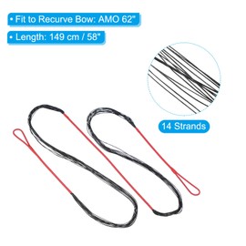 PATIKIL Bow String Replacement, 14 Strands Recurve Bowstring with Nock Point for AMO 62" Traditional Recurve Bow, Red-Black