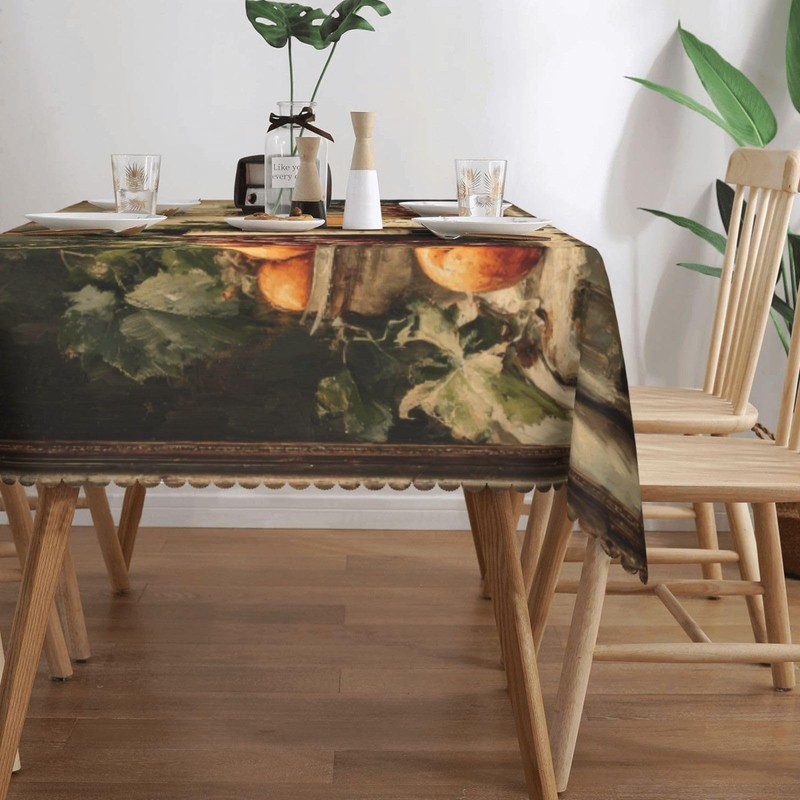 JIANKESEN Retro Wine Bottles Glasses and Grapes Tablecloth Rectangle Cheese