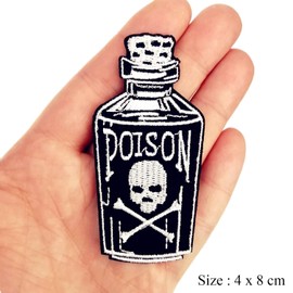 CHBROS 3 Pcs "Poison" Skeleton Skull Patches, Embroidered Patch Applique, Iron on Patches For Clothing Jackets T-Shirt Backpacks...