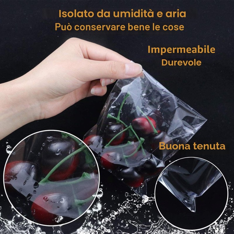 Sacchetti Cellophane 300Pcs Sacchetti Di Cellophane Trasparente 10 * 15+3cm