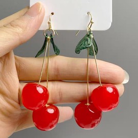 Cherry Earrings for Women Funny Cherry Dangle Drop Earrings Hypoallergenic Fruit Earrings Cherry Jewelry for Women