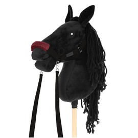 SKIPPI Halfter für Hobby Horse - Schwarz, Hobby Horse Zubehör, Zügeln und 2 Polster im Set, Universalgröße Halfterset