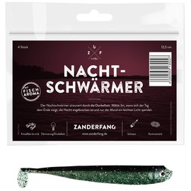 Zanderfang - Zander Night Rubber Fish - Predator Rubber Bait - 4 Rubber Fish Black in 12.5 cm