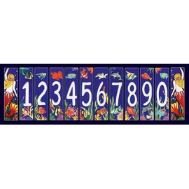 Aquarium Seahorse_Right - Decorative Ceramic Art Tile - House Number - 2"x8.5"En Vogue