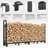 Mr IRONSTONE 8ft Firewood Rack Outdoor Indoor, Upgraded Heavy Duty