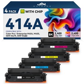 414A Toner Cartridge 4 Pack Compatible Replacement for HP 414A 414X Toner Cartridges Works with HP Color Laserjet Pro MFP M479fdw M479fdn M479dn M479 M454dw M454dn M480f M455dn Printer Ink | W2020A