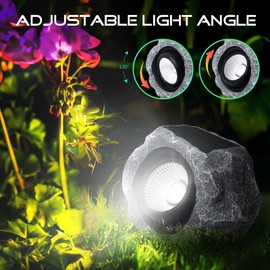 DGSCAK Solar Rock Lights Outdoor (2pcs), Solar Spotlights Waterproof Waterproof Super Bright Glow Rocks Outdoor Garden IP65 Waterproof Garden Lights for Yard Walkway Pathway Patio YardGarden