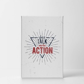 Smile Art Design Less Talk More Action Vintage Style Inspiring Quote Motivational Canvas Wall Art Inspirational Wall Art Entrepreneur Quote Print Office Living Room Decor Gift Ready to Hang 17x11