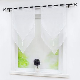 Joyswahl Voile Bistro Curtains with Tassel Panneaux, Two Tone, Lydia Double Layer Short Curtain with Loops, Pack of 2