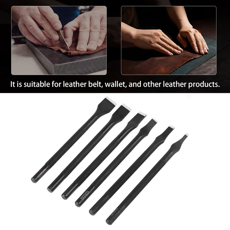 Leather Punch Tools, Metal 6Pcs Leather Straight Slot Punch for