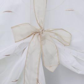 ESLIR Roman Blind with Loops, Transparent Curtain with Loops, Modern Embroidery, Sand Yellow, W60 x H140 cm, 1 Piece