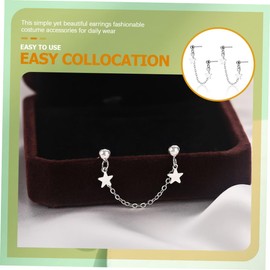 FOMIYES Unique Double Piercing Earrings Rose for Women Chain Dangle and Star Charm