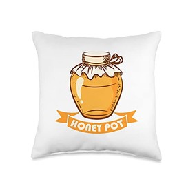 retro honeypot gifts Cute and Sweet Lazy Pot of Honey Bees Jar Costume Throw Pillow, 16x16, Multicolor