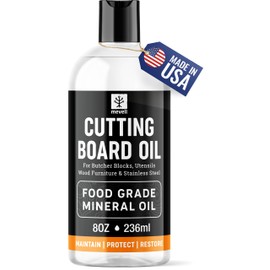 Mevell Food Grade Mineral Oil Made in USA 8 Oz, Butcher Blocks and Kitchen Countertops Conditioner, Food Safe Cutting Board Oil, Finish for Marble, Soapstone