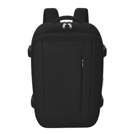 FOSCINI Hand Luggage 40 x 20 x 25 cm for Ryanair Travel Backpack Aeroplane Small Cabin Bag for Flights Backpack Women Men 14 Inch PC Backpack for School Trekking Work Anti-theft Black, black