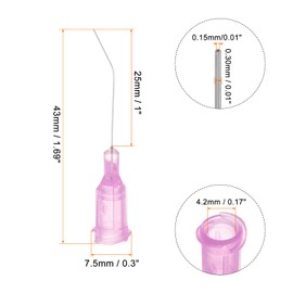 sourcing map Blunt Pointed Dosing Needles 30 Gauge 45° Curved Dosing Tips 1 Inch End Angled Dispenser Needle with Luer Elbow Blunt Needle for Oil or Glue Applicator Purple Pack of 12