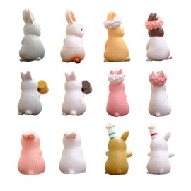 12 pieces mini rabbit figures, miniature landscape rabbits, miniature rabbits, for home textiles, can be placed in different places