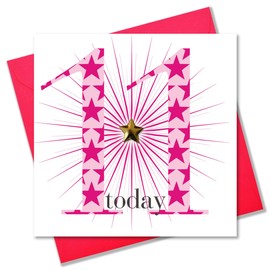Claire Giles Ages Age 11 Girl Birthday Card, AGE11G,pink|white