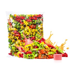 Zaza Extra Sour Chewy Candy - Assorted Fruit Flavored Variety Pack - Bulk Individually Wrapped Fruit Mix Chewy Candy Green Apple, Orange, Strawberry, Passion Fruit Flavors for Kids and Party Favors, 2.2LB