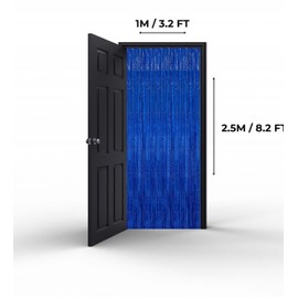 Pack of 2 Tinsel Curtains Blue Glitter Background Decoration Foils Fringe New Year's Eve Birthday Wedding Party Decoration Streamers Decoration for Disco Party Wedding Party Decoration New Year