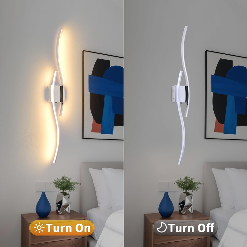 Battery Powered Wall Sconces Set of 2, Chrome 39" LED